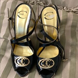 Just Cavalli Women's Heels in Black and Gold